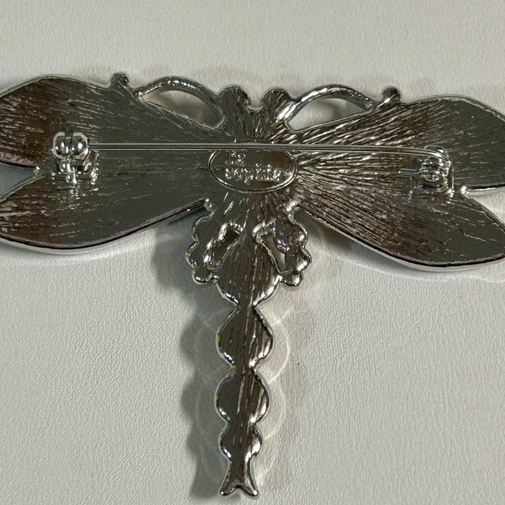 Pink Crystal Dragonfly Brooch LIA SOPHIA Glitterbug Pin Silver tone - Picture 2 of 4